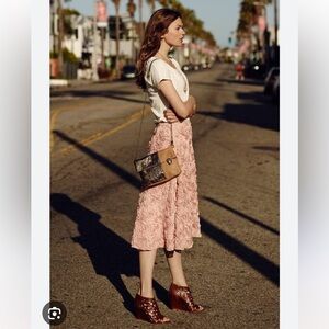 HD in Paris Blush Petaluma Pink Floral Rosette Midi Skirt